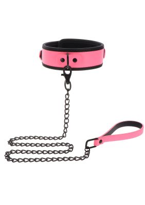 Нашийник з повідцем, що світиться в темряві Taboom Glow In the Dark Collar and Chain Leash, рожевий
