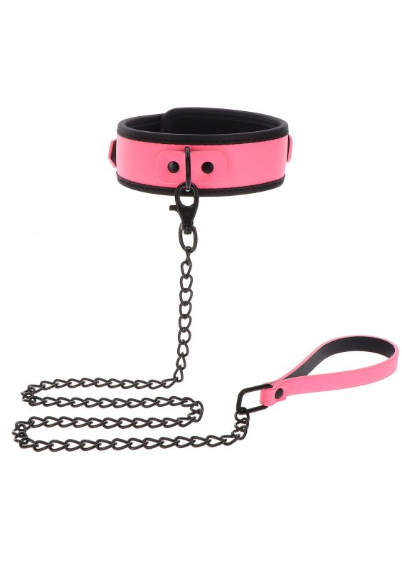 Ошейник с светящимся в темноте поводком Taboom Glow In the Dark Collar and Chain Leash, розовый вид 11