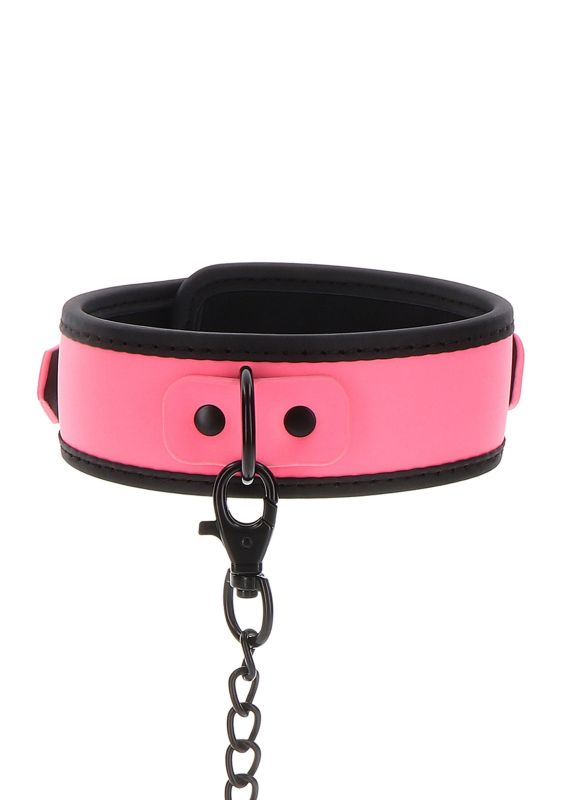 Ошейник с светящимся в темноте поводком Taboom Glow In the Dark Collar and Chain Leash, розовый вид 12
