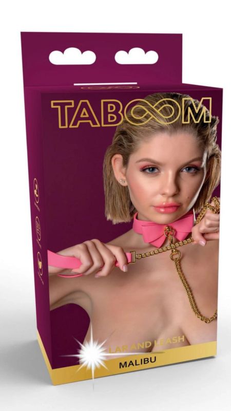 Нашийник з повідцем Taboom Malibu Collar and Leash з веганської шкіри, рожевий вид 2