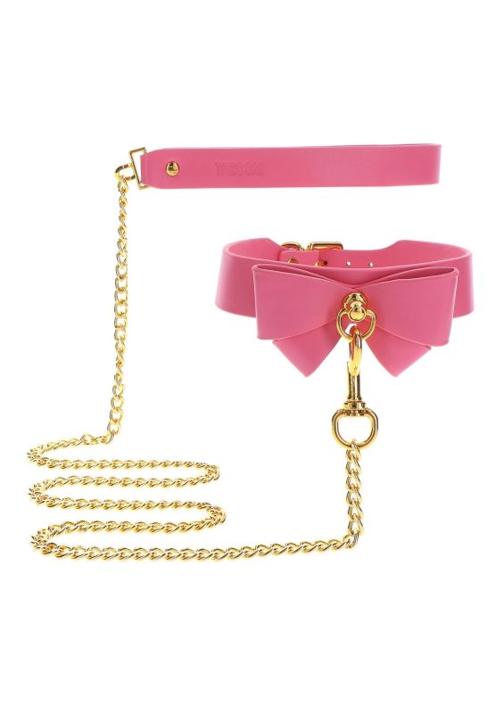 Нашийник з повідцем Taboom Malibu Collar and Leash з веганської шкіри, рожевий вид 9