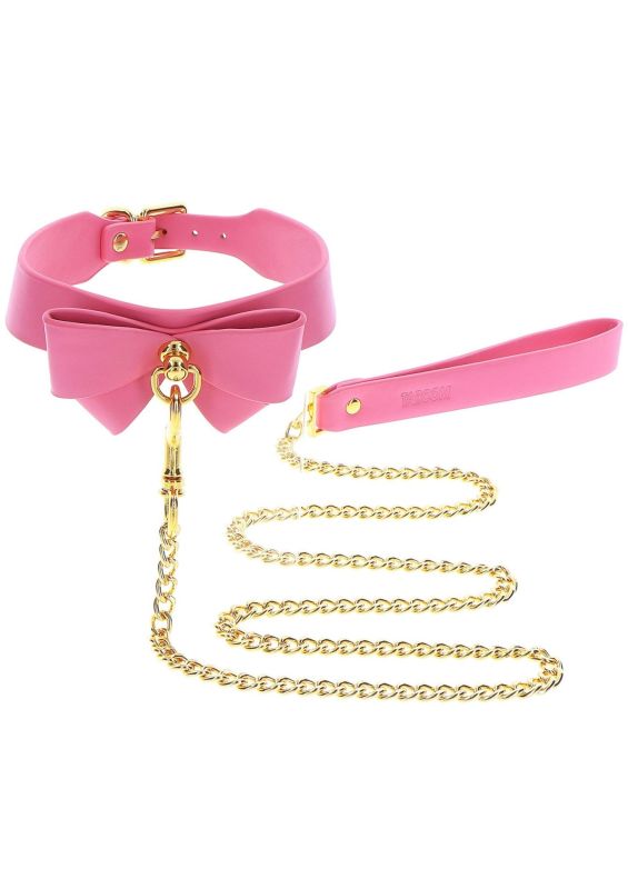 Ошейник с поводком Taboom Malibu Collar and Leash из веганской кожи, розовый вид 8