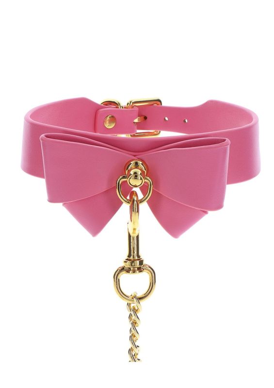 Нашийник з повідцем Taboom Malibu Collar and Leash з веганської шкіри, рожевий вид 10