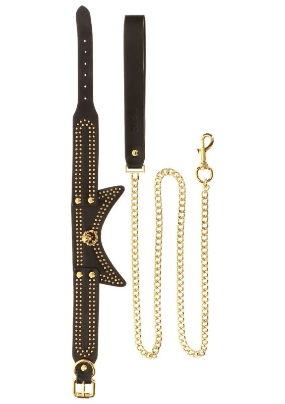 Нашийник із заклепками та повідцем Taboom Vogue Studded Collar and Leash, веганська шкіра, чорний вид 11