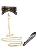 Ошейник с заклепками и поводком Taboom Vogue Studded Collar and Leash, веганская кожа, черный
