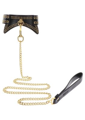Нашийник із заклепками та повідцем Taboom Vogue Studded Collar and Leash, веганська шкіра, чорний