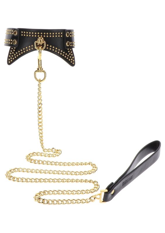 Ошейник с заклепками и поводком Taboom Vogue Studded Collar and Leash, веганская кожа, черный вид 8