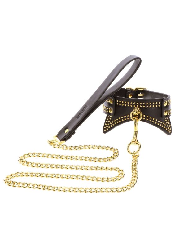 Нашийник із заклепками та повідцем Taboom Vogue Studded Collar and Leash, веганська шкіра, чорний вид 9