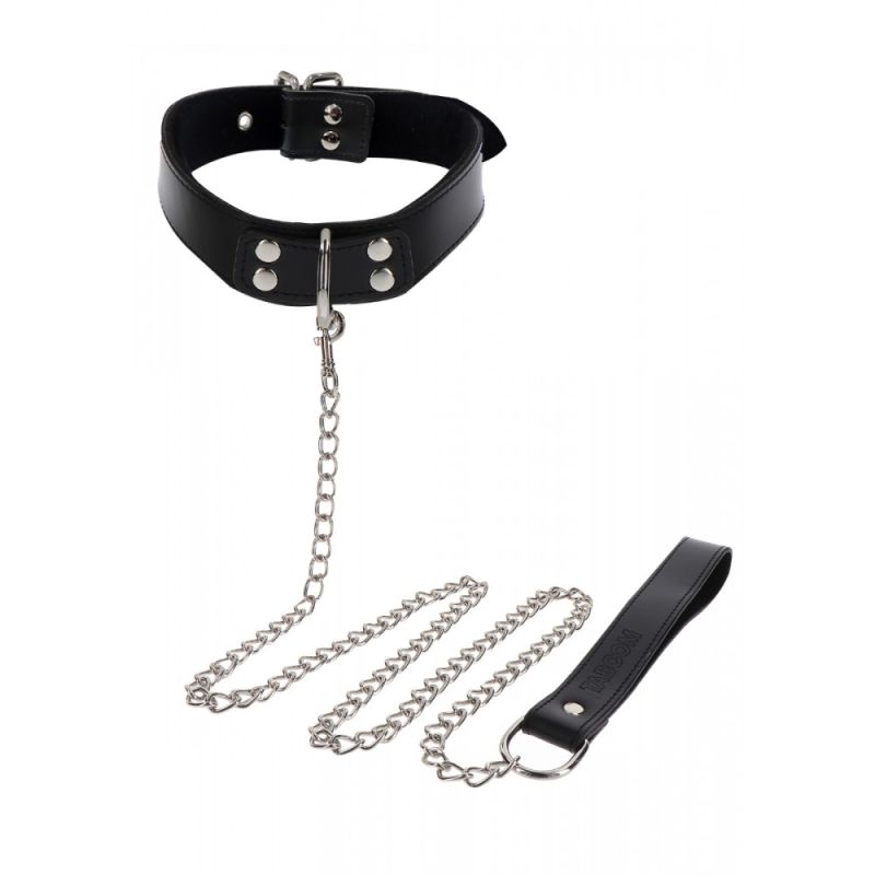 Нашийник широкий з повідцем Taboom Luxury Bondage Essentials чорний вид 8