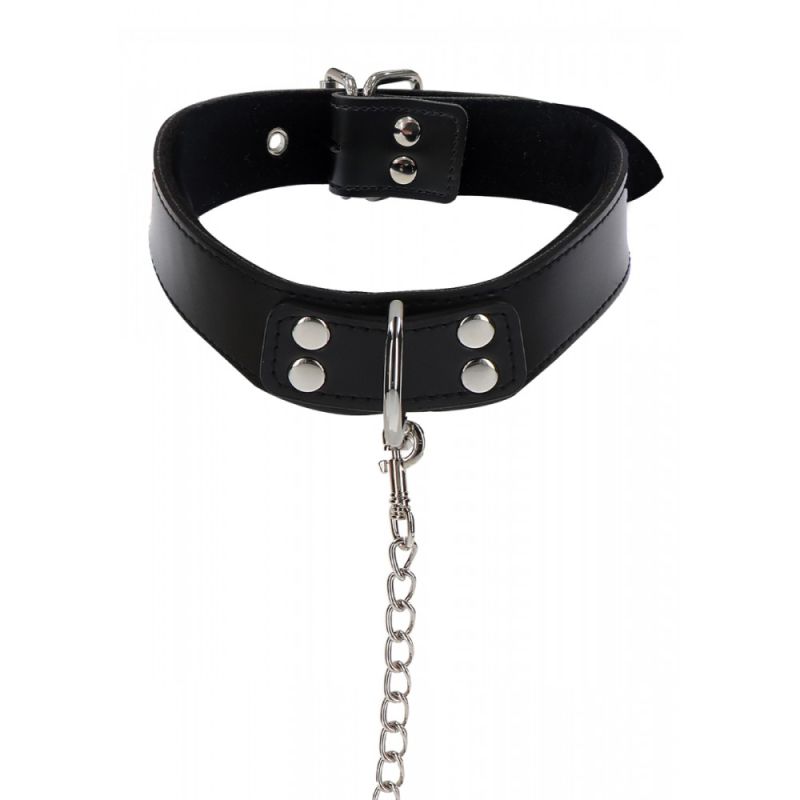 Нашийник широкий з повідцем Taboom Luxury Bondage Essentials чорний вид 6