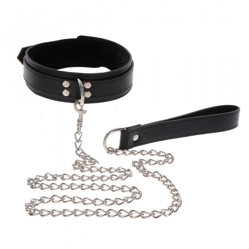 Нашийник широкий з повідцем Taboom Luxury Bondage Essentials чорний вид 7