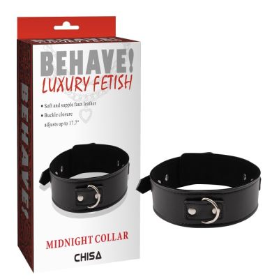 Ошейник с кольцом для поводка Chisa Behave!Luxury Fetish Midnight Сollar, черный