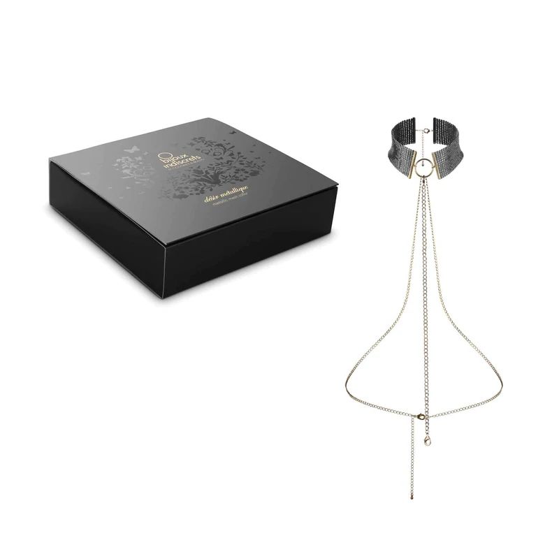 Ожерелье-ошейник с цепочкой Bijoux Indiscrets черное, 59 см вид 6