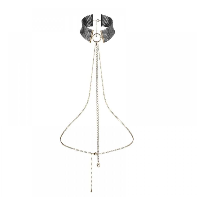 Ожерелье-ошейник с цепочкой Bijoux Indiscrets черное, 59 см вид 4