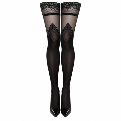 Панчохи Ballerina's Secret 20/50 den з широкими мереживними манжетами, чорні, XL