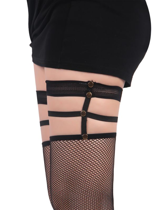 Чулки в сеточку Star Night Fence Net, черный вид 6