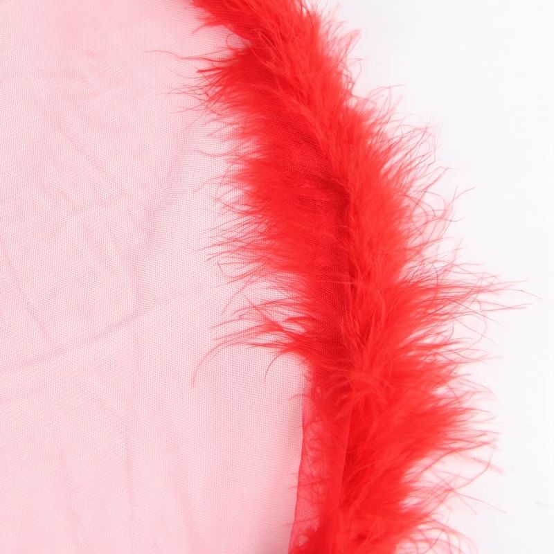 Пенюар довгий з окантовкою хутром та атласним поясом Star Night Nightgown червоний, XS-S вид 6