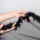 Пеньюар довгий з окантовкою хутром та атласним поясом Star Night Plush Edging чорний, XS-S вид 5