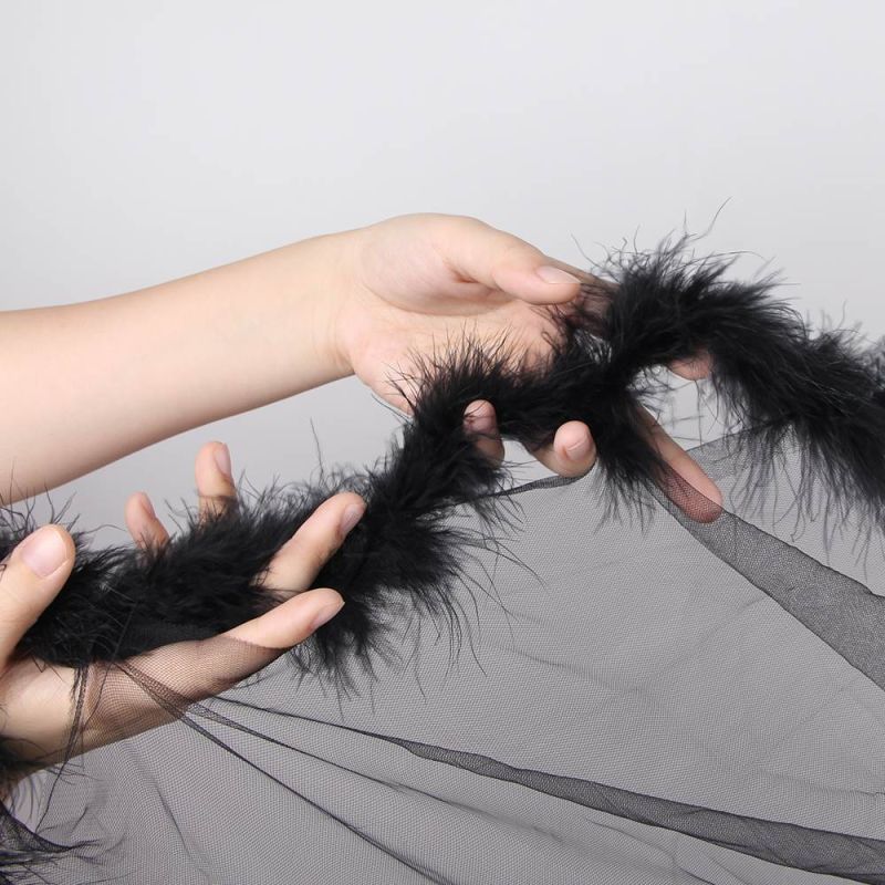 Пеньюар довгий з окантовкою хутром та атласним поясом Star Night Plush Edging чорний, XS-S вид 5