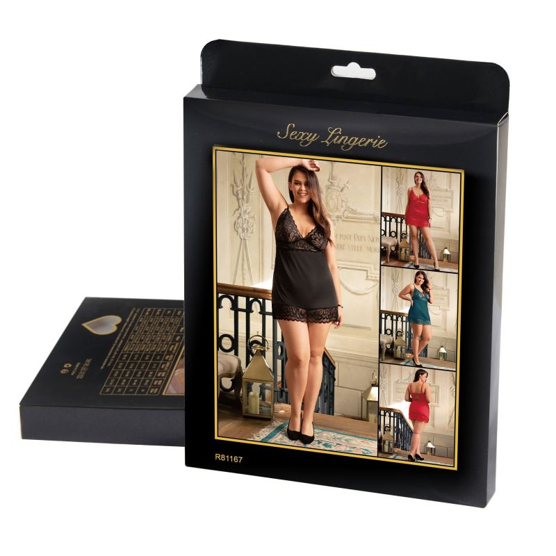 Кружевной Пеньюар Star Night с трусиками, черный, XL вид 12