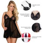 Пеньюар полупрозрачный со стразами Star Night и трусиками, черный, М вид 5