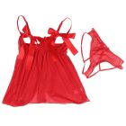 Пеньюар в горошек с бантами на груди Star Night и стринги в комплекте, красный, XS/S вид 5