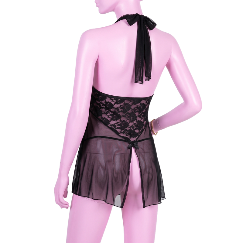 Пеньюар із ажурними вставками Passion TARANEE CHEMISE чорний, S/M вид 4