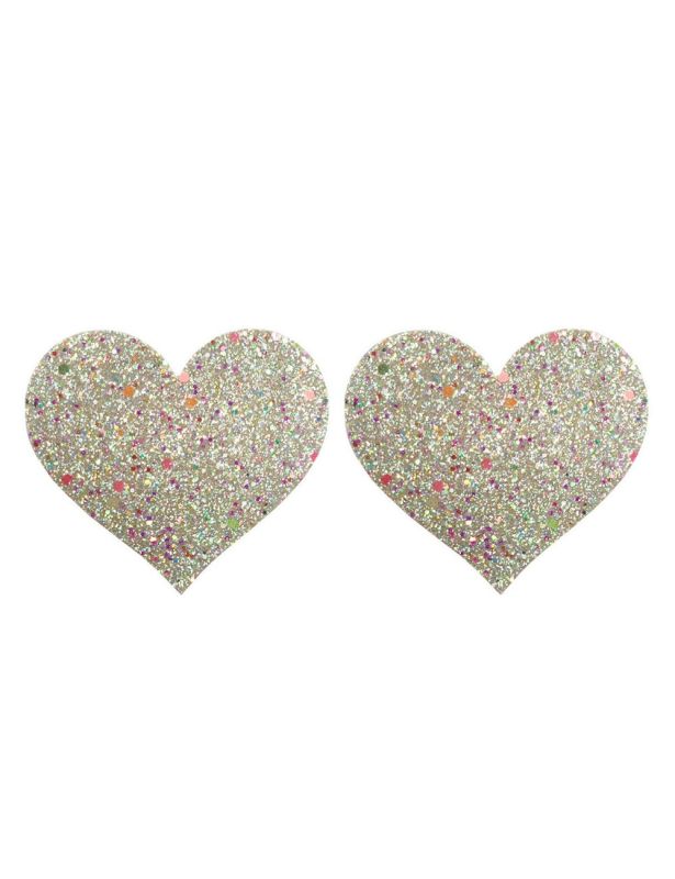 Пестисы на соски сердца с глиттером Star Night, светящиеся в темноте вид 3