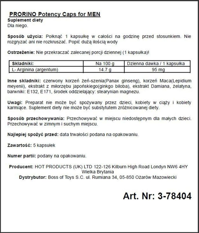Возбуждающие капсулы для мужчин ERO PRORINO Black Line Potency, 5 капсул вид 3