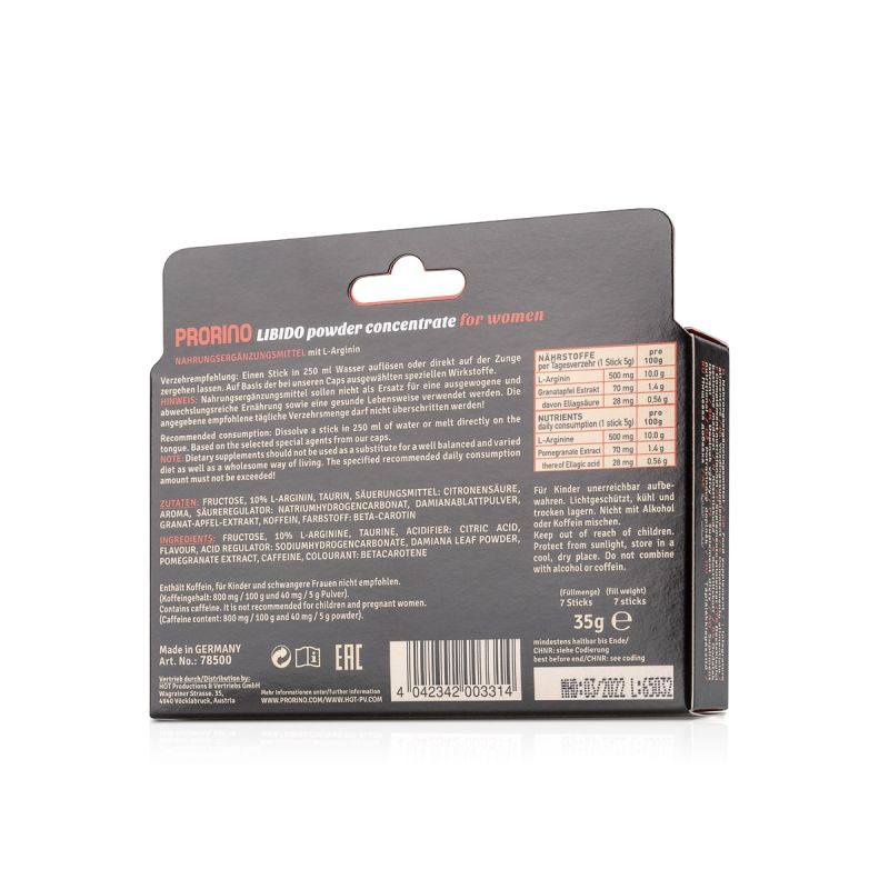 Возбуждающий порошок для женщин ERO PRORINO Black Line Libido Powder Concentrate (в упаковці 7 шт. стіків по 5 г) вид 5