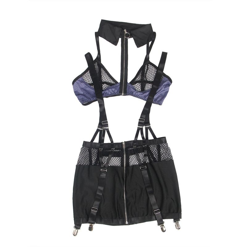 Сукня-костюм Star Night із застібками-блискавками та пажами для панчох, чорний, 5XL (без коробки) вид 5