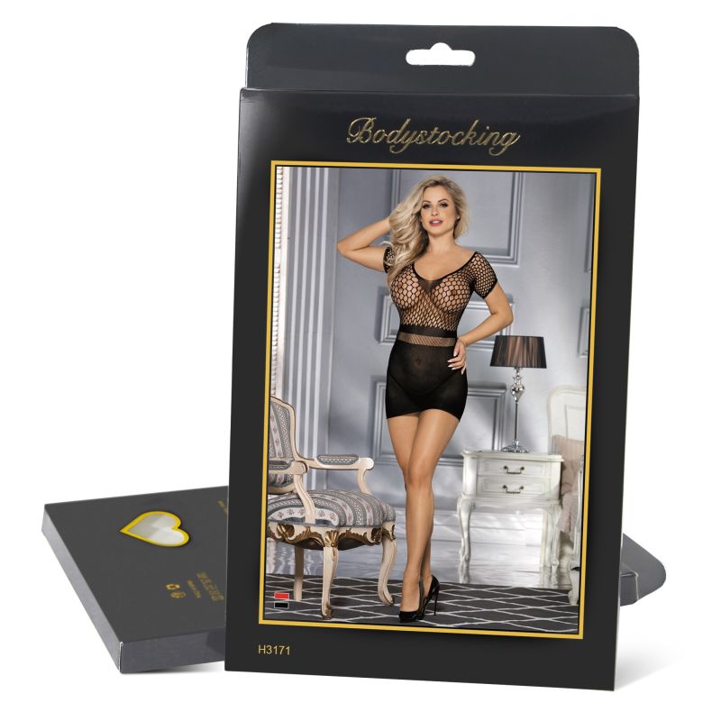 Сукня-міні Star Night з ажурною сіткою, пов'язана гачком, чорна XS-M вид 6