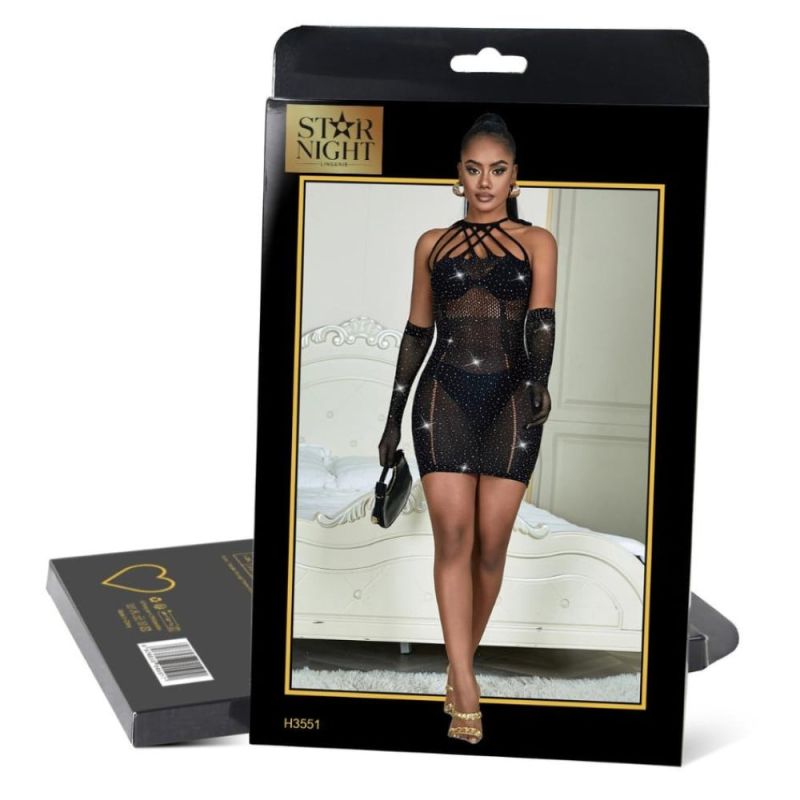 Сукня у сіточку з прикрасами у вигляді страз Star Night чорна XS-M вид 9