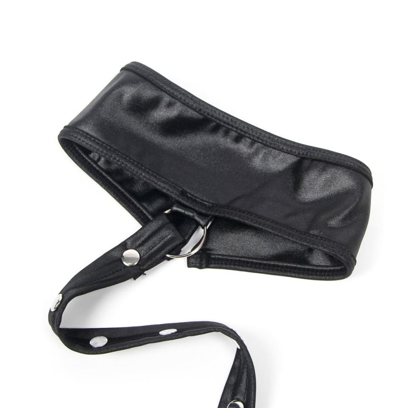 Сукня зі штучної шкіри та ремінцями на руки та шию Star Night з трусиками, чорний, М вид 15