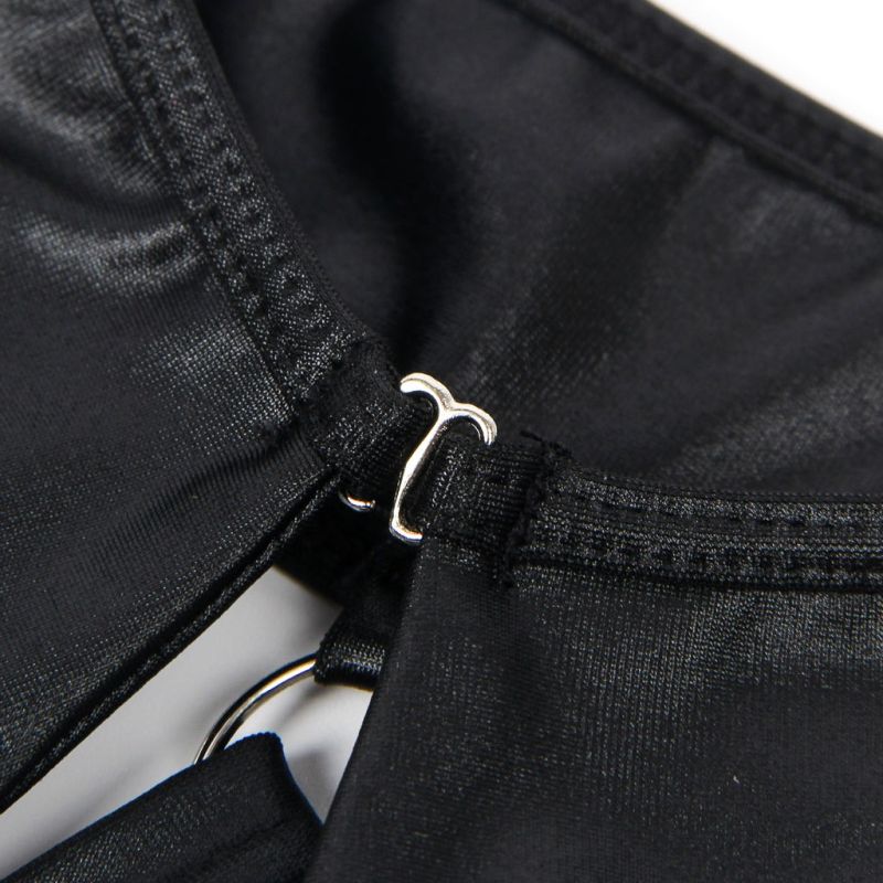 Сукня зі штучної шкіри та ремінцями на руки та шию Star Night з трусиками, чорний, XL вид 19