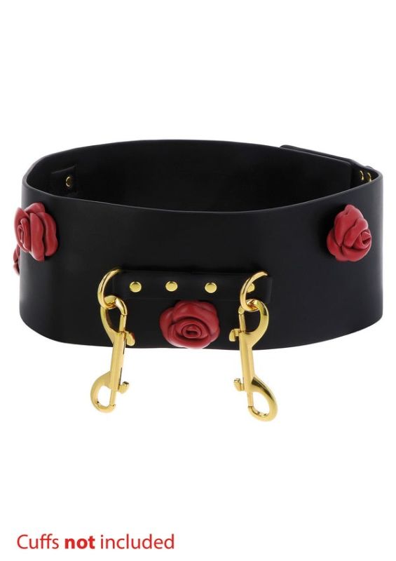 Пояс БДСМ із фурнітурою для кріплення наручників TABOOM Wild Roses з декоративними трояндами вид 5