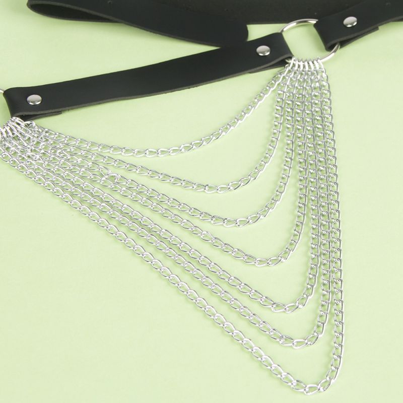 Пояс чорний Star Night Dark Punk із сріблястими ланцюжками, One Size вид 5