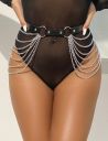 Пояс чорний Star Night Dark Punk із сріблястими ланцюжками, One Size