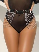 Пояс чорний Star Night Dark Punk із сріблястими ланцюжками, One Size