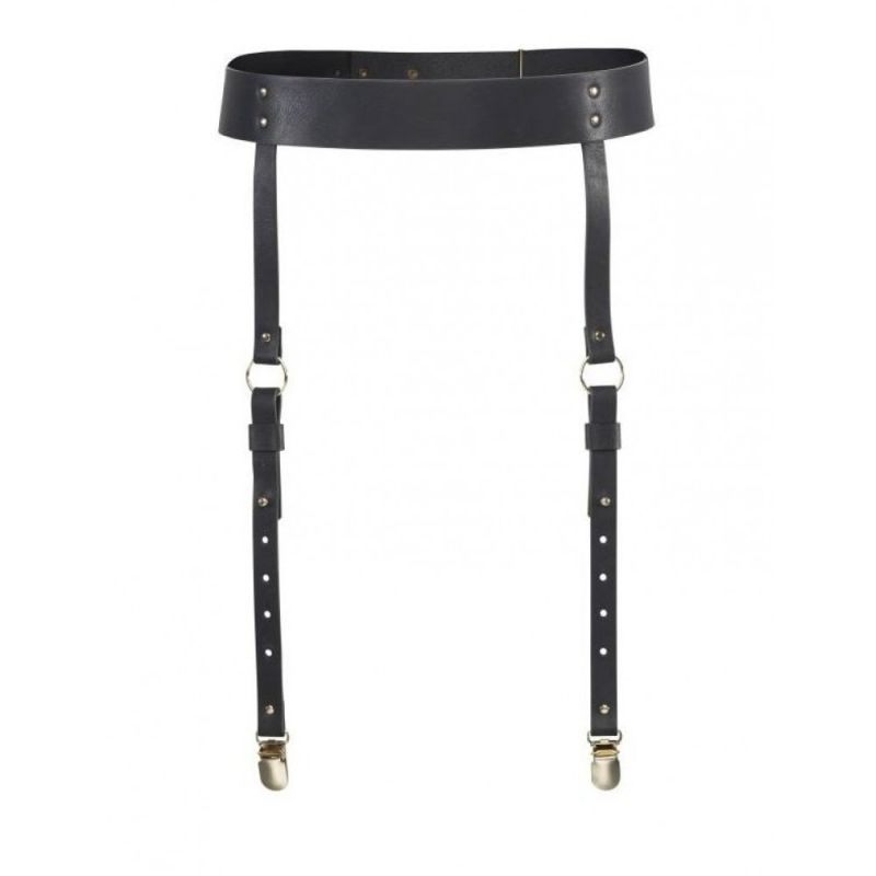 Пояс для панчох Bijoux Indiscrets MAZE, з екошкіри, чорний, One Size вид 5