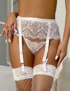 Пояс для чулок с трусиками Star Night с кружевом, белый, S-M