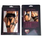 Пояс для панчіх Star Night зі штучної шкіри з мереживом+трусики стрінги, чорний вид 10