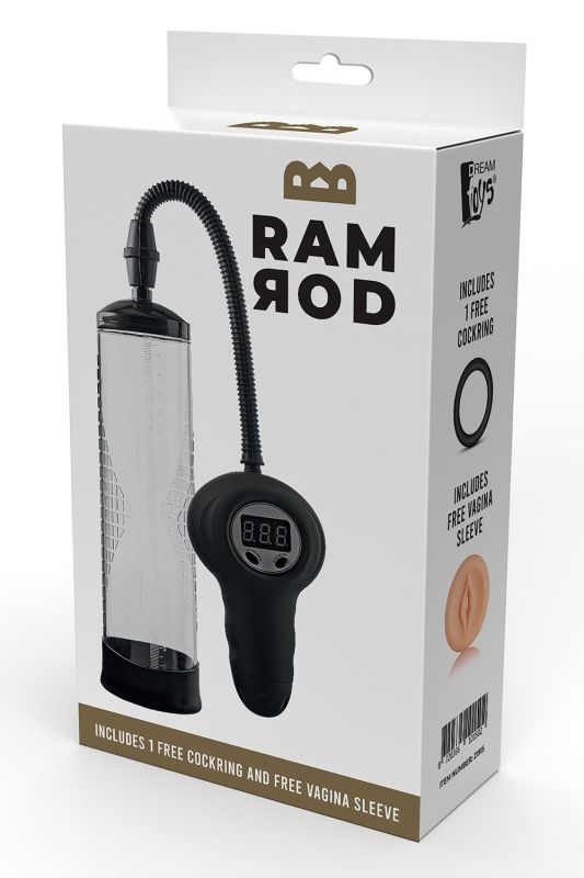 Помпа вакуумная автоматическая Dreamtoys Ramrod с манометром, прозрачная вид 2