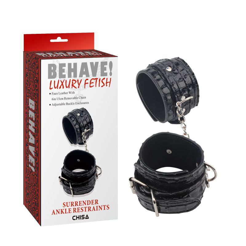 Поножі Chisa Behave! Luxury Fetish з металевою фурнітурою, чорні вид 2