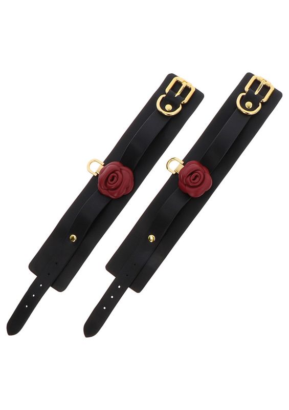 Поножі на щиколотку чорні Taboom Wild Roses Ankle Cuffs з декоративними червоними трояндами вид 5