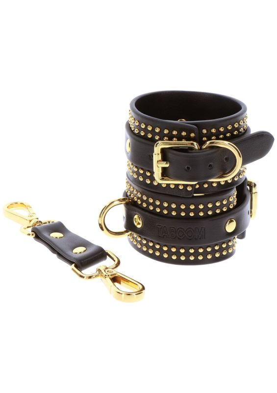 Поножі Taboom Vogue Studded Ankle Cuffs Set із веганської шкіри, чорні із золотистою фурнітурою вид 7