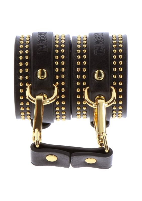 Поножі Taboom Vogue Studded Ankle Cuffs Set із веганської шкіри, чорні із золотистою фурнітурою вид 5