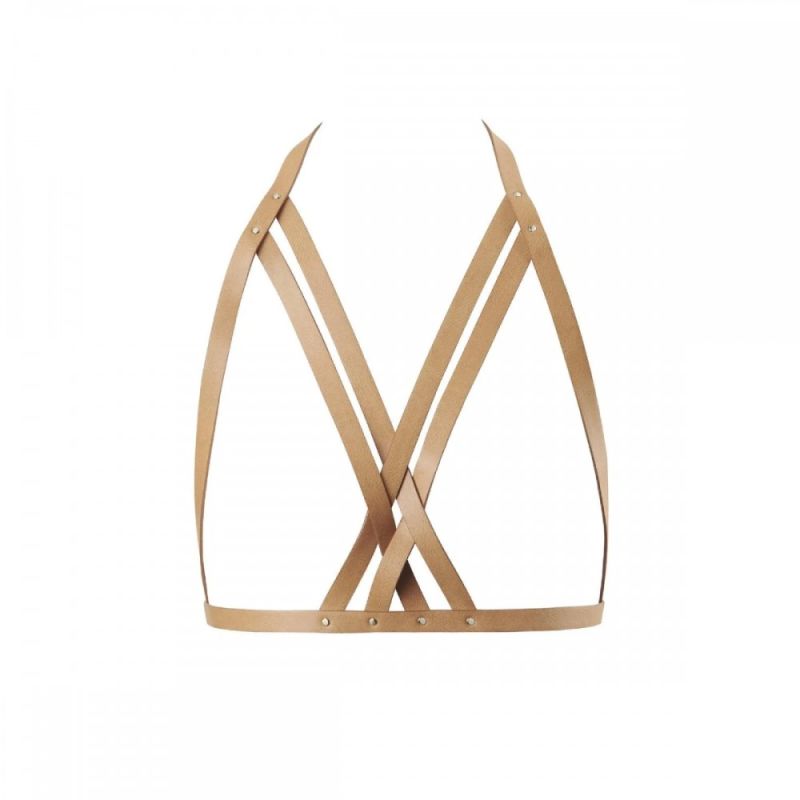 Портупея Bijoux Indiscrets MAZE - Halter Bra Harness Braun вид 5