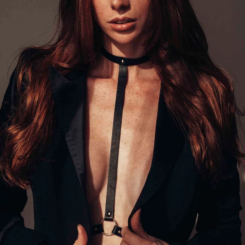 Портупея MAZE Bijoux Indiscrets с ошейником и одним сечением, черная вид 5