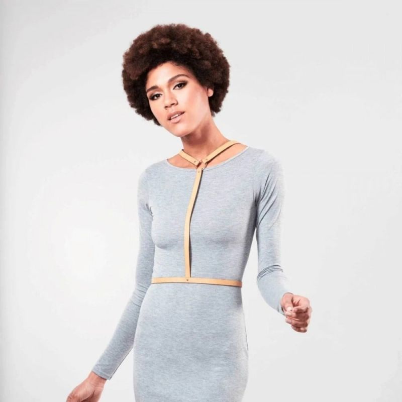 Портупея з кільцем на шиї MAZE Bijoux Indiscrets бежева, OS вид 2